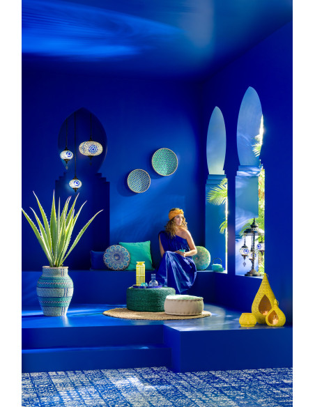 Photophore rond mexicain Diamètre 16 cm en Métal Jaune Verre Transparent Ajouré Lupita - 8