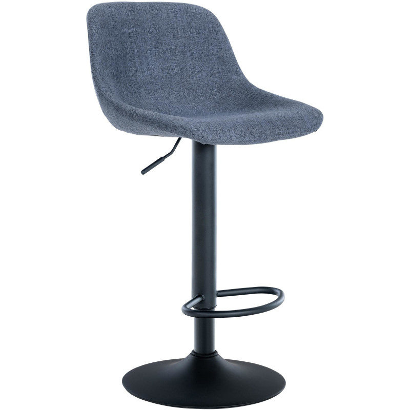 Tabouret de bar Avec dossier Pierrick en Polyester Bleu Métal Noir Mat - 1