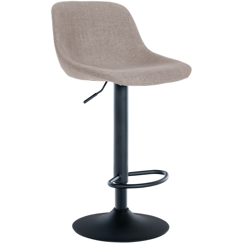 Tabouret de bar Avec dossier Pierrick en Polyester Taupe Métal Noir Mat - 1