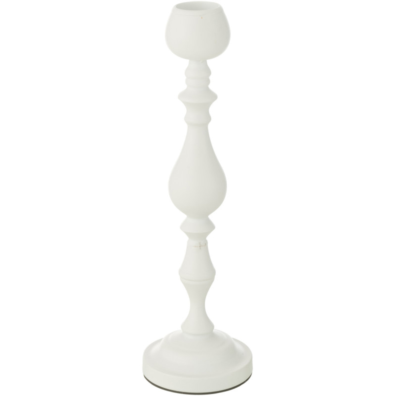 Grand Bougeoir moderne sur pied Hauteur 47 cm en Métal Blanc Monarchy - 4