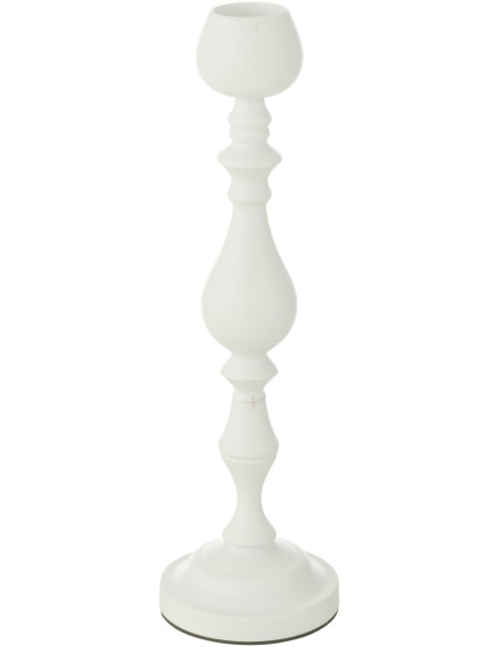 Grand Bougeoir moderne sur pied Hauteur 47 cm en Métal Blanc Monarchy - 4