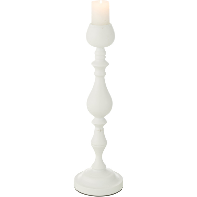 Grand Bougeoir moderne sur pied Hauteur 47 cm en Métal Blanc Monarchy - 6