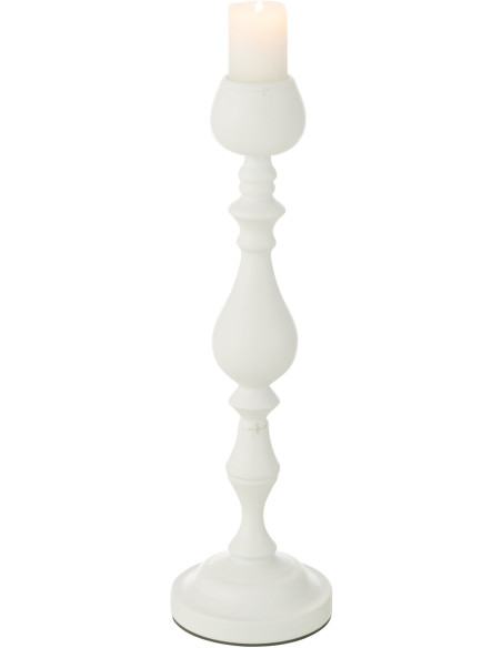Grand Bougeoir moderne sur pied Hauteur 47 cm en Métal Blanc Monarchy - 6