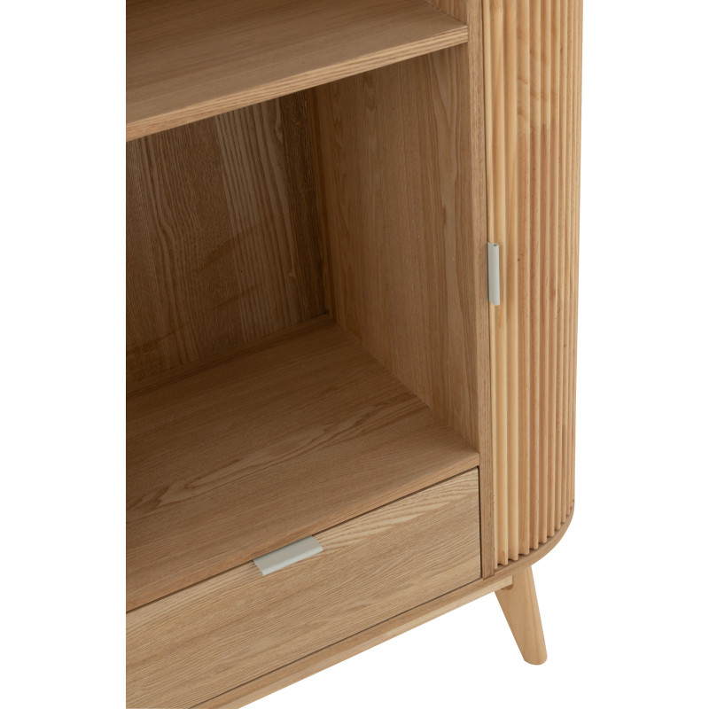 Grand Buffet japandi arrondi 4 portes 1 tiroirs 3 étagères en Bois de pin Naturel Kaori - 7