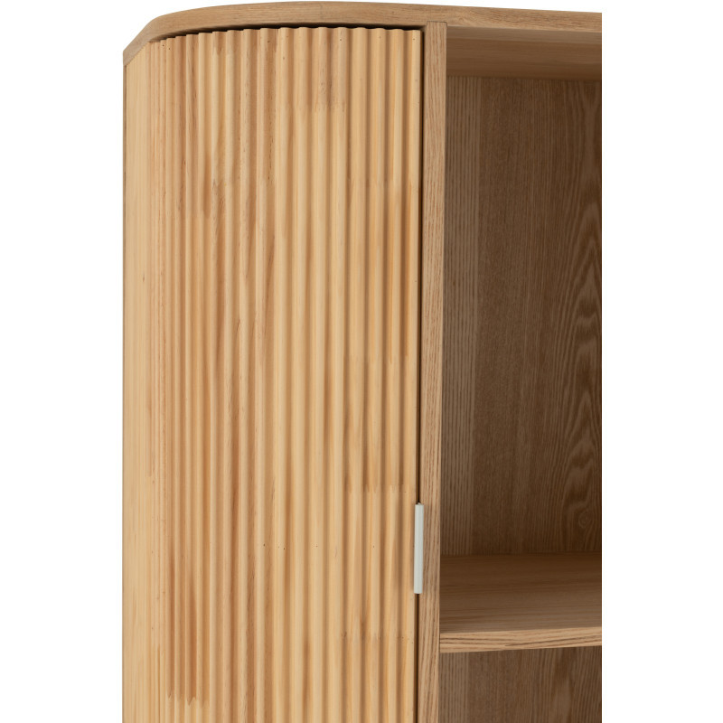 Grand Buffet japandi arrondi 4 portes 1 tiroirs 3 étagères en Bois de pin Naturel Kaori - 8