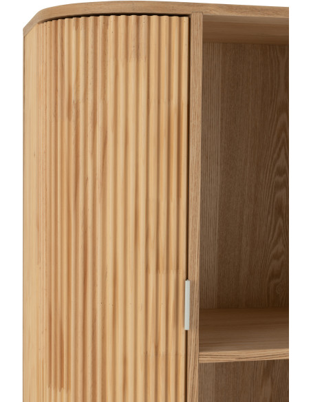 Grand Buffet japandi arrondi 4 portes 1 tiroirs 3 étagères en Bois de pin Naturel Kaori - 8