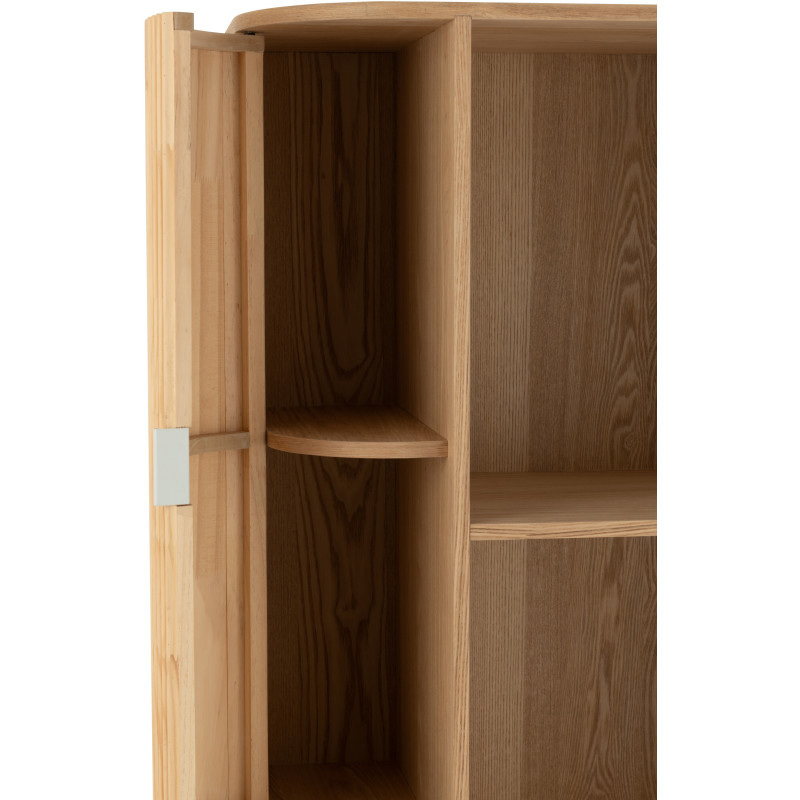 Grand Buffet japandi arrondi 4 portes 1 tiroirs 3 étagères en Bois de pin Naturel Kaori - 9