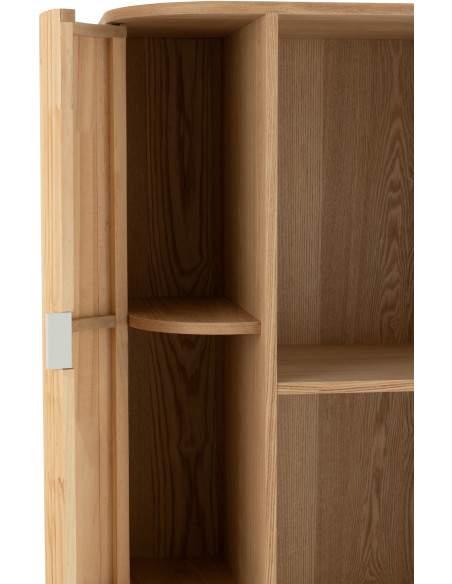 Grand Buffet japandi arrondi 4 portes 1 tiroirs 3 étagères en Bois de pin Naturel Kaori - 9