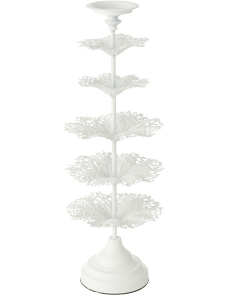 Grand Porte bougie original sur pied Hauteur 62 cm en Métal Blanc Tree - 3