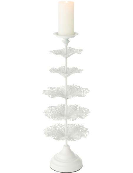 Grand Porte bougie original sur pied Hauteur 62 cm en Métal Blanc Tree - 4