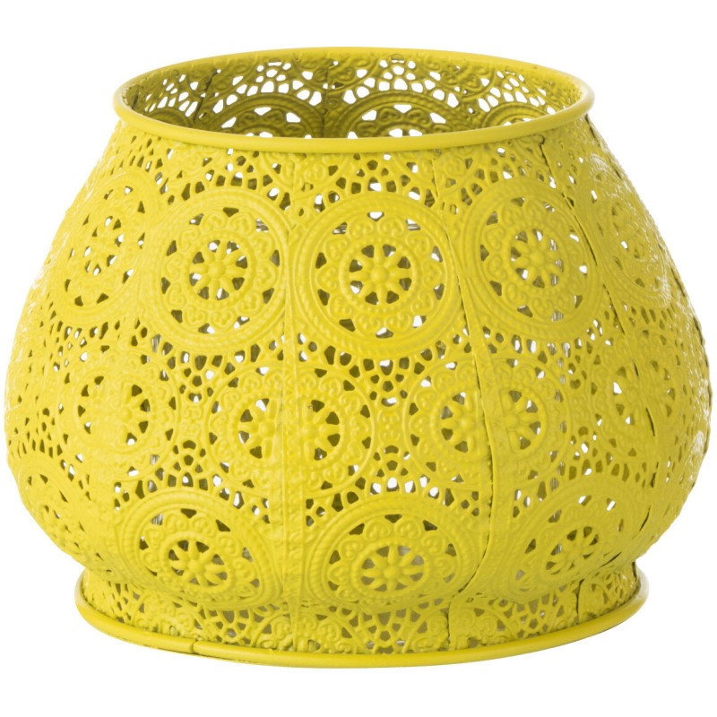 Photophore rond mexicain Diamètre 16 cm en Métal Jaune Verre Transparent Ajouré Lupita - 9