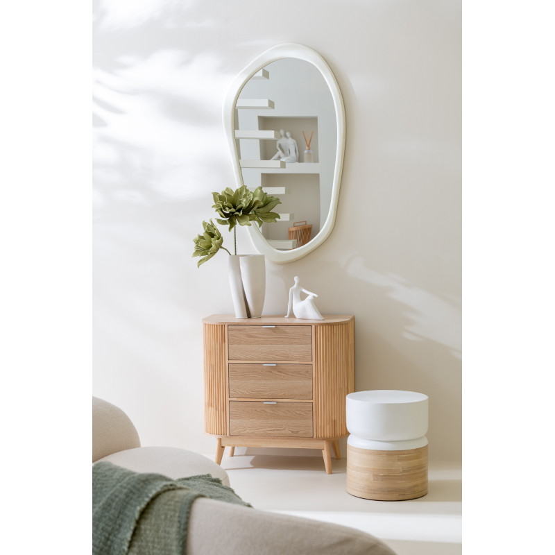 Commode japandi arrondie 3 tiroirs en Bois de pin Naturel Kaori - 2