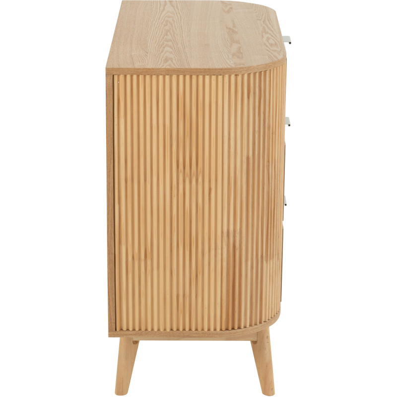 Commode japandi arrondie 3 tiroirs en Bois de pin Naturel Kaori - 4