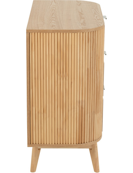 Commode japandi arrondie 3 tiroirs en Bois de pin Naturel Kaori - 4