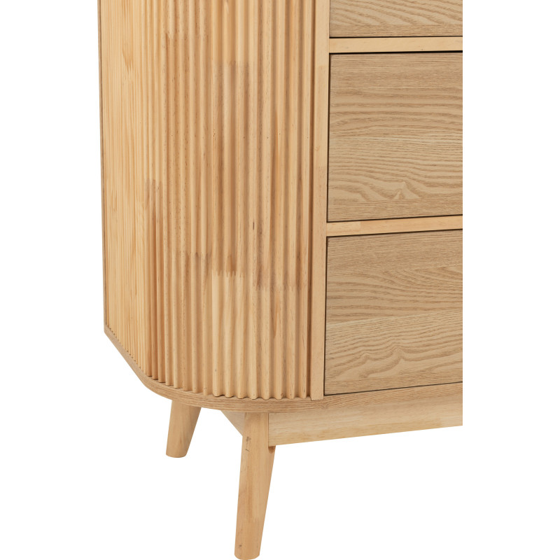 Commode japandi arrondie 3 tiroirs en Bois de pin Naturel Kaori - 6