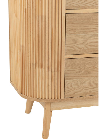 Commode japandi arrondie 3 tiroirs en Bois de pin Naturel Kaori - 6