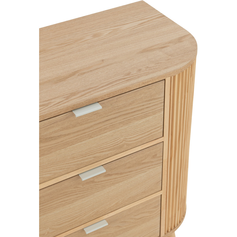Commode japandi arrondie 3 tiroirs en Bois de pin Naturel Kaori - 7