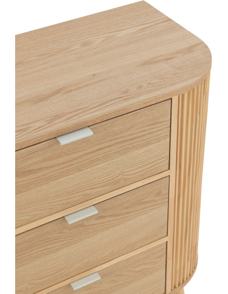 Commode japandi arrondie 3 tiroirs en Bois de pin Naturel Kaori - 7