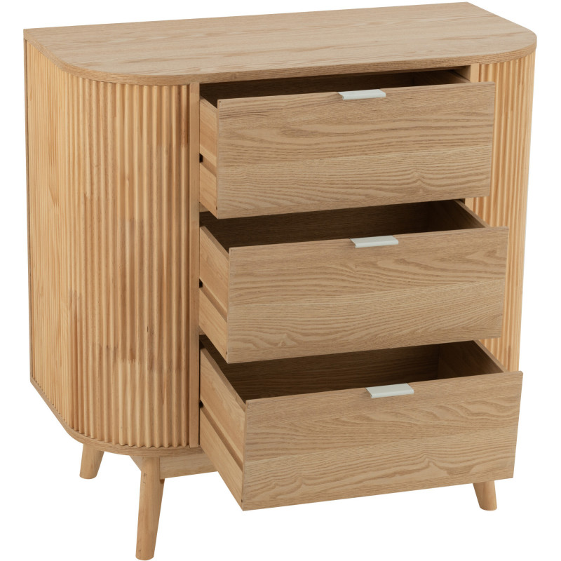 Commode japandi arrondie 3 tiroirs en Bois de pin Naturel Kaori - 9