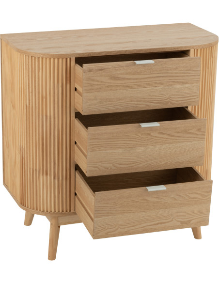 Commode japandi arrondie 3 tiroirs en Bois de pin Naturel Kaori - 9