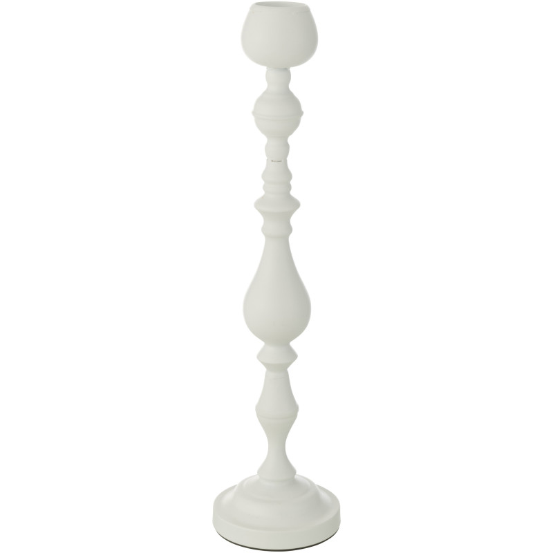 Grand Bougeoir moderne sur pied Hauteur 57 cm en Métal Blanc Monarchy - 6
