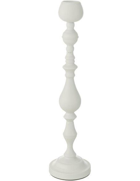 Grand Bougeoir moderne sur pied Hauteur 57 cm en Métal Blanc Monarchy - 6