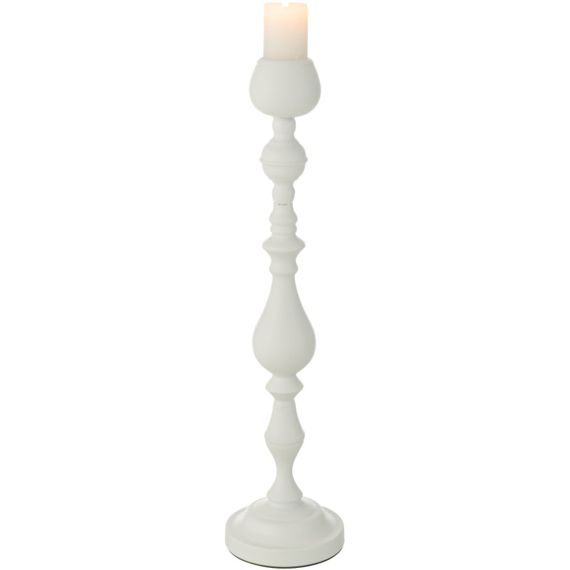 Grand Bougeoir moderne sur pied Hauteur 57 cm en Métal Blanc Monarchy - 8