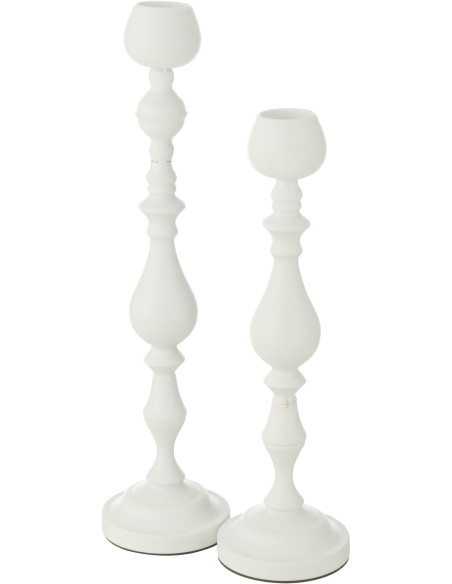 Grand Bougeoir moderne sur pied Hauteur 57 cm en Métal Blanc Monarchy - 9
