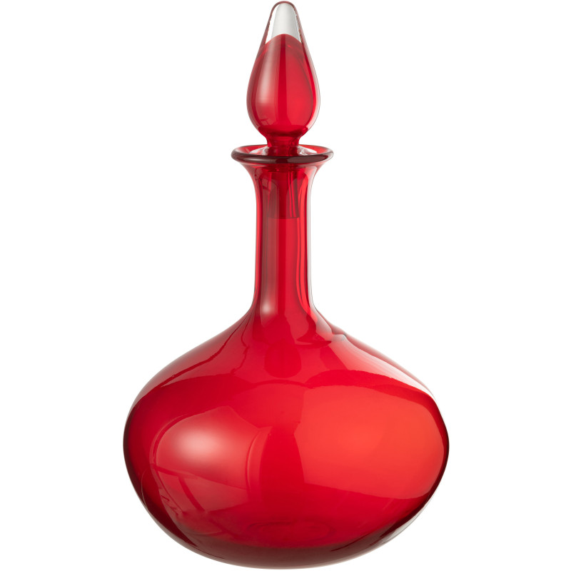 Grande Bouteille déco indienne avec bouchon Hauteur 33 cm en Verre Rouge Kalyan - 3