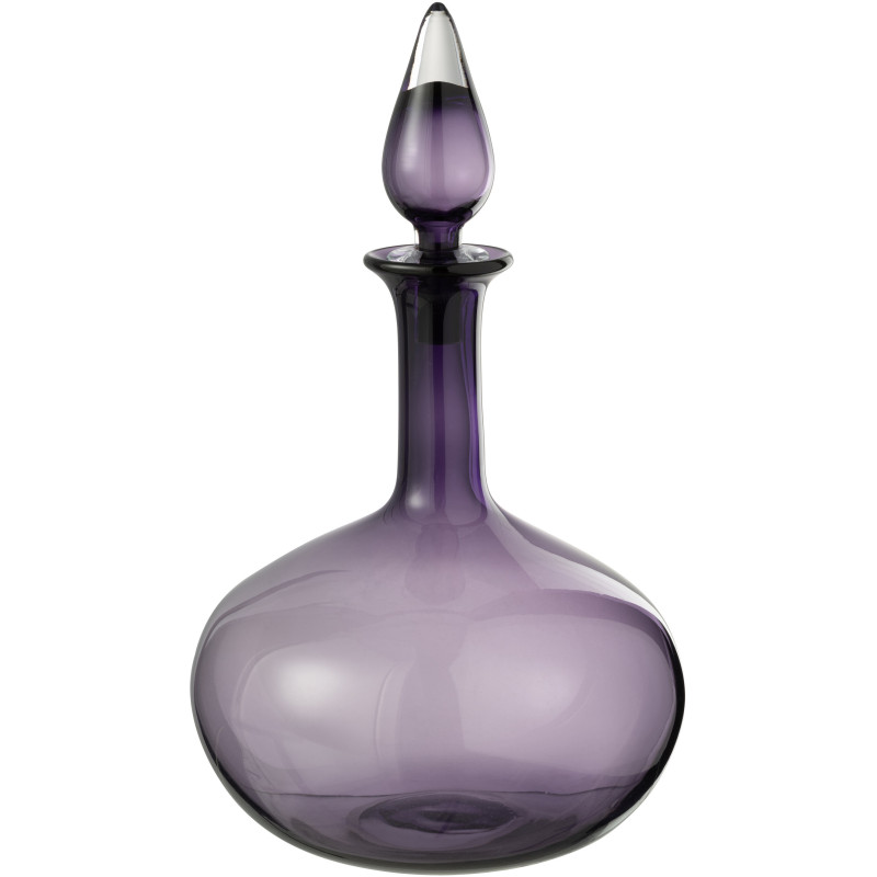Grande Bouteille déco indienne avec bouchon Hauteur 33 cm en Verre Mauve Kalyan - 3