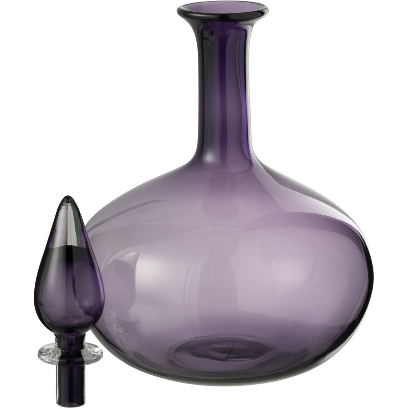 Grande Bouteille déco indienne avec bouchon Hauteur 33 cm en Verre Mauve Kalyan - 4
