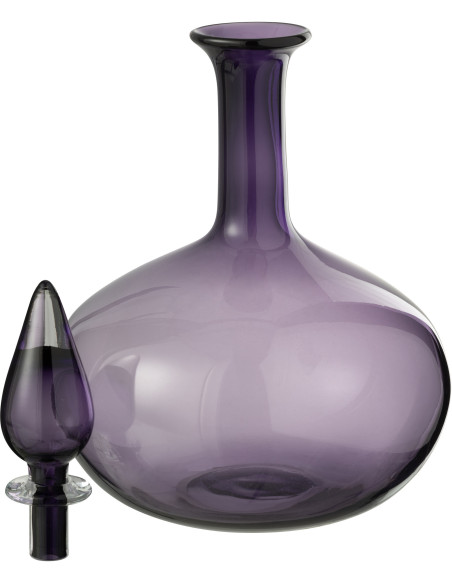 Grande Bouteille déco indienne avec bouchon Hauteur 33 cm en Verre Mauve Kalyan - 4