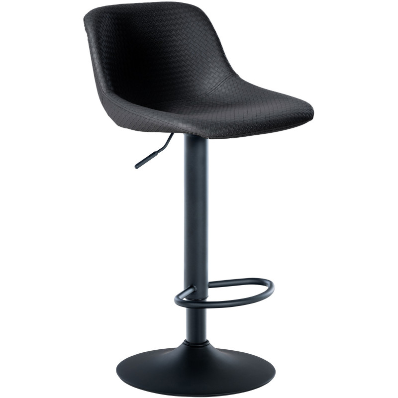 Tabouret de bar Avec dossier Pierrick en Polyuréthane Noir Métal Noir Mat - 1