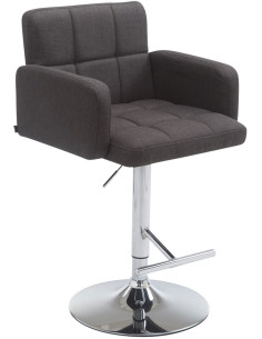 Tabouret de bar moderne chic en Tissu Gris foncé Métal Argenté Roman - 1