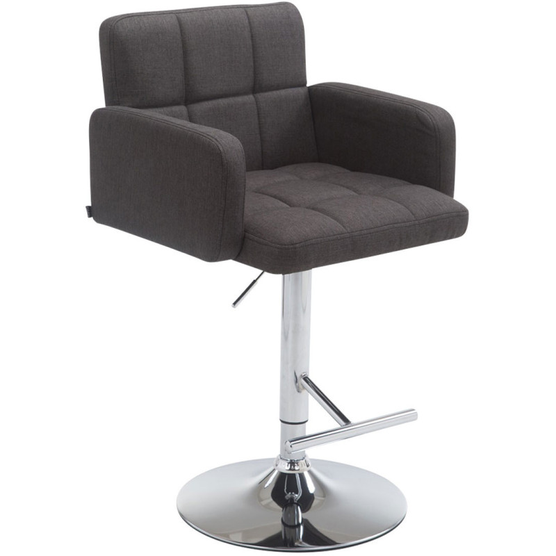 Tabouret de bar moderne chic en Tissu Gris foncé Métal Argenté Roman - 1