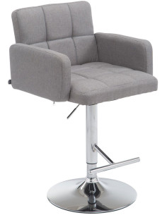 Tabouret de bar moderne chic en Tissu Gris Métal Argenté Roman - 1