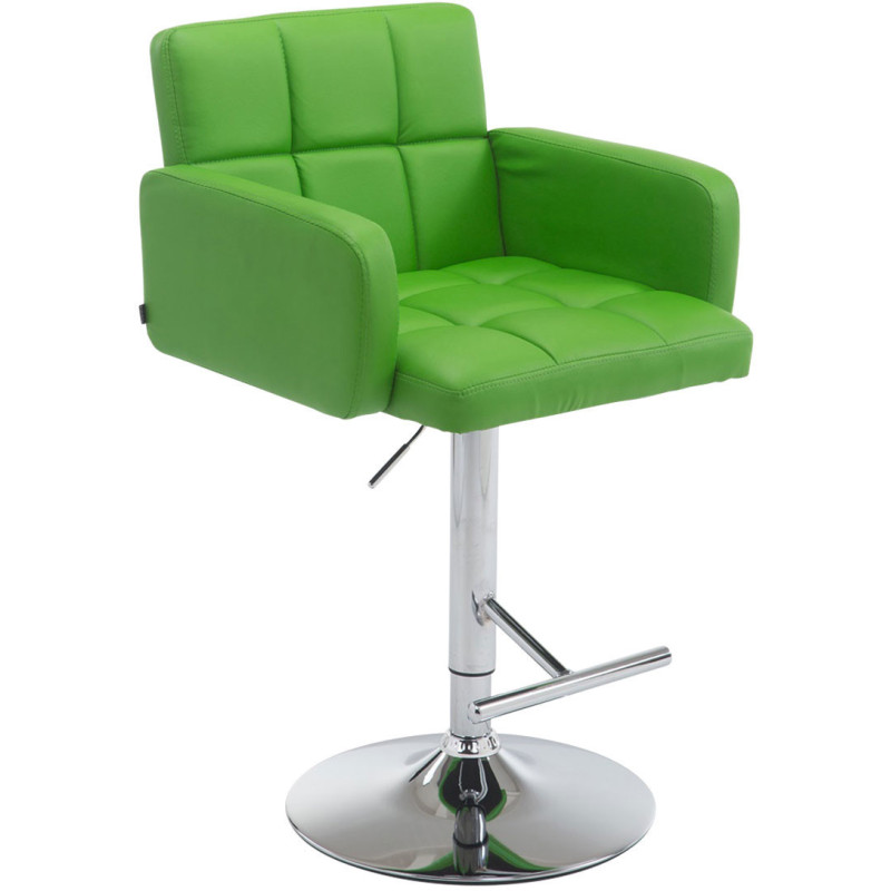 Tabouret de bar moderne chic en Polyuréthane Vert Métal Argenté Roman - 1