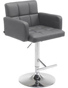 Tabouret de bar moderne chic en Polyuréthane Gris Métal Argenté Roman - 1