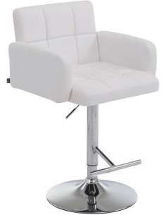 Tabouret de bar moderne chic en Polyuréthane Blanc Métal Argenté Roman - 1