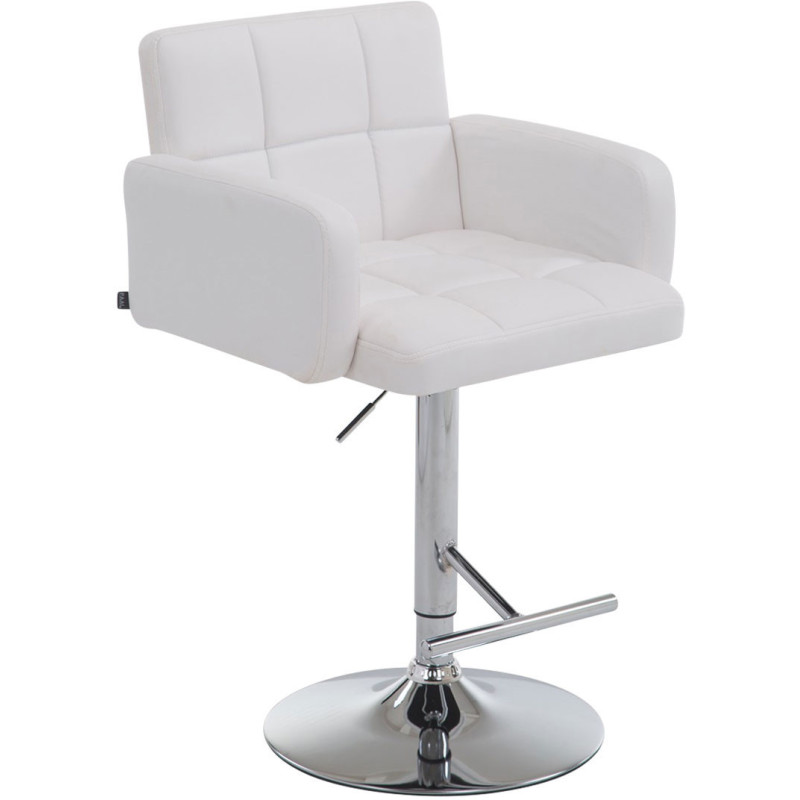 Tabouret de bar moderne chic en Polyuréthane Blanc Métal Argenté Roman - 1