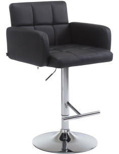 Tabouret de bar moderne chic en Polyuréthane Noir Métal Argenté Roman - 1