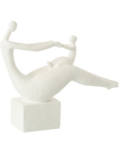 Statue déco abstraite Femme avec enfant Hauteur 25 cm en Résine Blanc Mat Rizu - 1