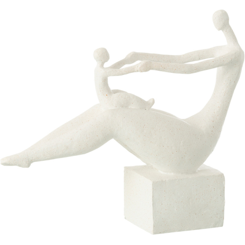Statue déco abstraite Femme avec enfant Hauteur 25 cm en Résine Blanc Mat Rizu - 3