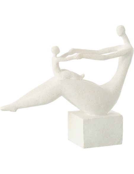 Statue déco abstraite Femme avec enfant Hauteur 25 cm en Résine Blanc Mat Rizu - 3