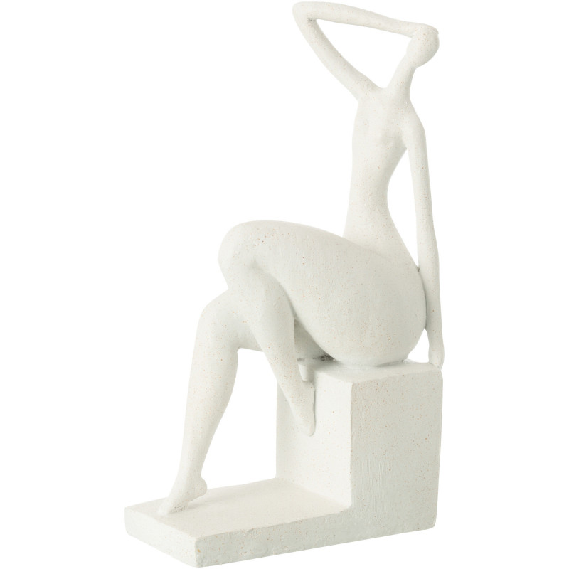 Statue déco abstraite Femme assise Hauteur 31 cm en Résine Blanc Mat Rizu - 1