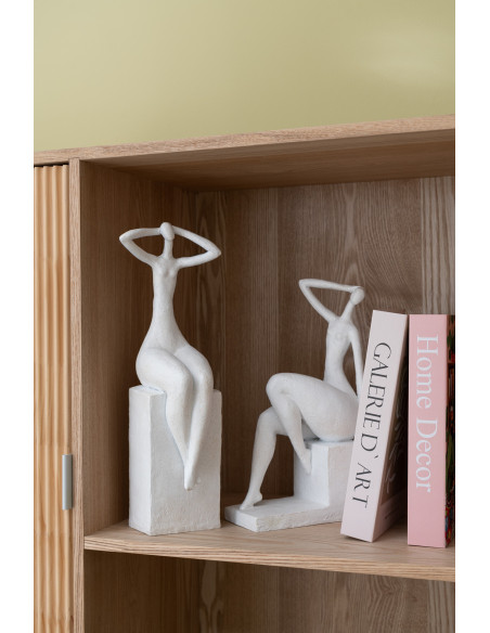 Statue déco abstraite Femme assise Hauteur 31 cm en Résine Blanc Mat Rizu - 2