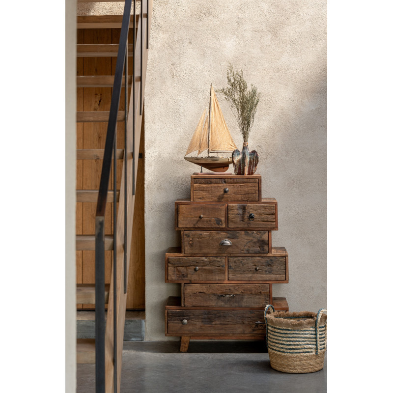 Grand Voilier déco vintage 75 cm en Bois de paulownia Marron Auro - 2