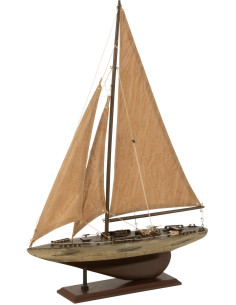 Voilier déco vintage 42 cm en Bois de paulownia Marron Auro - 1