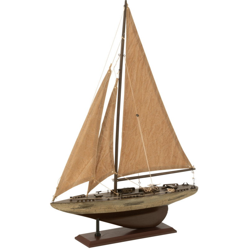 Voilier déco vintage 42 cm en Bois de paulownia Marron Auro - 1