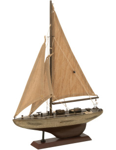 Voilier déco vintage 30 cm en Bois de paulownia Marron Auro - 1